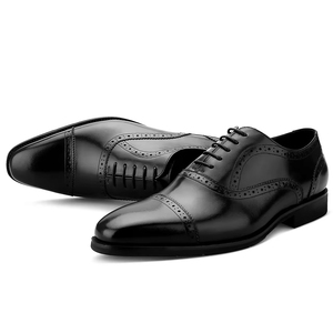 Chaussures Richelieu à lacets pour hommes, à motifs, en cuir véritable, style britannique, décontractées, pour témoin, marié, mariage, affaires, formelles, toutes saisons - Product Image 5