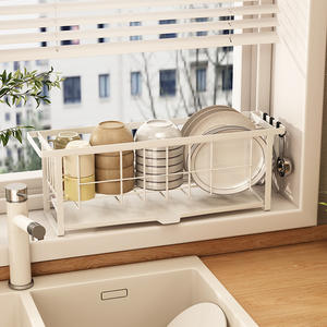 Soporte de esponja <span class=keywords><strong>para</strong></span> fregadero de cocina <span class=keywords><strong>con</strong></span> bandeja de drenaje, soporte de almacenamiento de drenaje <span class=keywords><strong>para</strong></span> fregadero, palillo, cuchara, estante de organización - Product Image 4