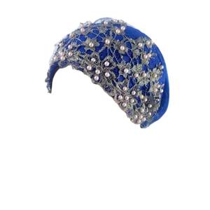 Precioso pañuelo para la cabeza elástico y transpirable para mujer, bordado con cuentas doradas para uso diario - Product Image 4
