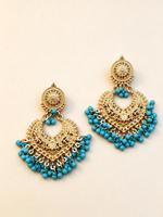 Anting-anting Jhumka India Antik Berlapis Emas, Anting-anting Gantung Bulat, Anting-anting Bohemian dengan Mutiara dan Rumbai untuk Wanita
