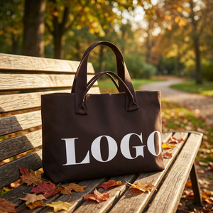 Sac de courses réutilisable personnalisé avec logo, grande capacité, en crochet tissé, doux, portable, sac fourre-tout à bandoulière pour le travail quotidien et les voyages - Product Image 1