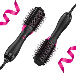 ULELAY Custom Cepillo Secador 3 En 1 1200w 1 Step Straightening Curling Drying Hair Curler Heat Comb Hair Dryer Brush