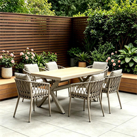 Ensemble table et chaises de jardin en rotin pour terrasse extérieure, résistant au soleil et à l'eau