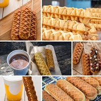 Machine à gaufres sur bâtonnets antiadhésive en acier inoxydable, 6 pièces, pour gaufres sur bâtonnets et hot-dogs, usage domestique et commercial