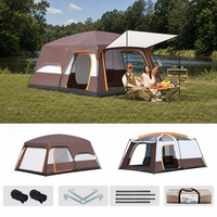 Tente de glamping double couche, 2 chambres, 1 salon, grande, imperméable, portable, pour camping familial, tente toutes saisons pour 4-6 personnes