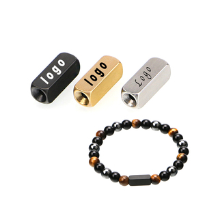 Custom Engraved Stainless Steel Tube <b>Spacer</b> Beads for Jewelry Making | DIY Bracelet Accessories with Logo Charm & Beads - Product Image 1