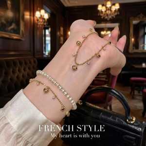 Pulsera Xinfly con Dije de Corazón en Oro Puro de 18K, Pulsera con Borla de Corazón y Acentos de Diamantes, Joyería para Regalo y Aniversario - Product Image 4