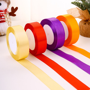 2.5cm * 22m ruban d'emballage cadeau fournitures de mariage rubans 100% Polyester gâteau emballage cadeau Bouquet matériel rubans de couleur unie - Product Image 3