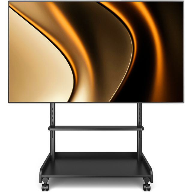 86 Inch Heavy Duty Mobile TV Cart with Wheels, Height Adjustable Floor Stand with Storage Shelf for Large Screen