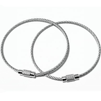 Câble de porte-clés en acier inoxydable de 1,5 mm, anneau de câble en métal, anneau de clés en acier inoxydable