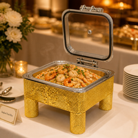 6,0L Quadratischer Hydraulischer Chafing Dish aus Edelstahl mit Gerilltem Rolltop für Buffet-Speisenwärmer in Hotel, Restaurant und Bankett