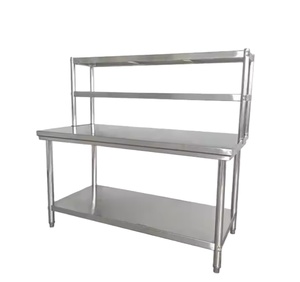 Mesa de Trabajo de Acero Inoxidable 201/304 con Estante Superior, Mesa de Trabajo para Cocina, Suministros para Hoteles y Restaurantes, Mesa de Cocina Industrial con Acabado Mate Cepillado - Product Image 1
