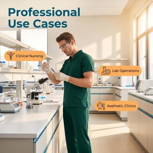 <span class=keywords><strong>Camice</strong></span> da Laboratorio Minimalista Traspirante in Tessuto Dobby Corto, Nuovo, Semplice, Lavabile, in Poliestere, Unisex, con Risvolto, Moderno, per Ospedale - Product Image 3