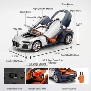 Modèle miniature <span class=keywords><strong>de</strong></span> <span class=keywords><strong>voiture</strong></span> <span class=keywords><strong>de</strong></span> sport Atlantic GT en alliage, échelle 1:24, haute qualité, avec son et lumière, portes ouvrantes, fonction <span class=keywords><strong>de</strong></span> recul, pour collection - Product Image 3