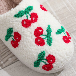 Women's Winter Home for <b>Slippers</b> Cute Cherry Pattern New Design Indoor Warm Flat Fuzzy Fruit Soft Indoor for <b>Slippers</b> for Ladies - Product Image 3