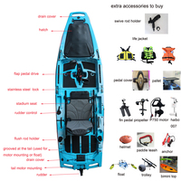 Kayak de pêche léger et écologique Vicking de 9 pieds, 1 personne, avec hélice en HDPE, bateau modulaire prêt pour la navigation sur les rivières