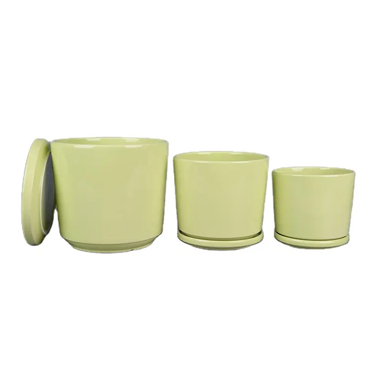 Kuning Keramik Pot Bunga untuk Indoor dan Outdoor Tanam Tanaman
