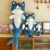 Peluches créatives en forme de requin et de chat, vente en gros, mignonnes décorations, jouets en peluche, oreillers