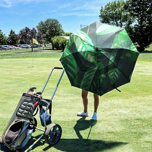 Custom Logo Outdoor Double Layer 190T Pongee Windproof Protection Straight Golf <b>Umbrella</b> Semi-<b>Automatic</b> Opening Black Fiberglass - Product Image 6