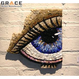 Série abstraite de luxe 3D feuille verre fritte mosaïque murale carrelage salle d'exposition œuvre mur belles peintures à la main mosaïque Puzzle - Product Image 4