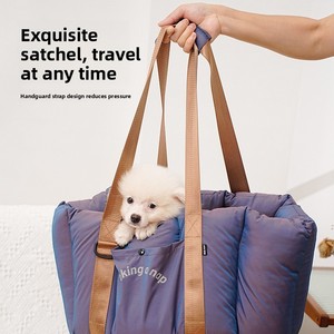 Asiento elevador de coche para perros pequeños, cama de viaje impermeable con bolsillos de almacenamiento, correa de seguridad, relleno de espuma viscoelástica, cama transportadora de viaje para cachorros - Product Image 4