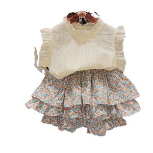 Ensemble deux pièces de jupe à la mode pour enfants, costume d'été pour petites filles, tendance, nouvelle collection été 2025 - Product Image 1