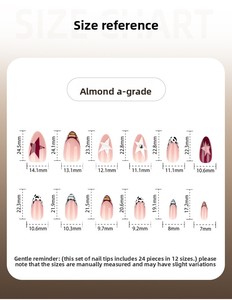 Faux ongles à presser en amande, motif crocodile français avec étoiles et perles, base nude, pour femmes, usage quotidien - Product Image 6