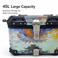 Coffre arrière de moto en aluminium étanche 45L avec serrure, bagages amovibles pour trajets quotidiens