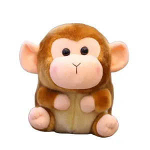 定制设计可爱小毛绒猴子球形状小棕色毛绒猴子毛绒动物婴儿玩具