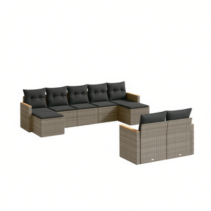 Grey Garden <b>Sofa</b> <b>Set</b> With Cushions UV Resistant PE Rattan Outdoor Furniture Contemporary Design Waterproof - Product Image 1