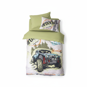 Cotton Box Adventure Green Junior Single Duvet Cover Set with <b>Fitted</b> <b>Sheet</b> Modern 100% Cotton Home Use Cartoon <b>Pattern</b> - Product Image 2