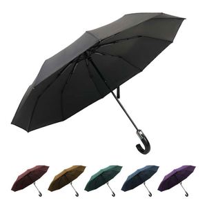 Parasol automatique anti-UV personnalisé avec logo, poignée incurvée, pliable, pour la pluie - Product Image 2