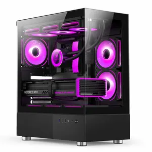 Groothandel Nieuw Ontwerp Gehard Glas Aluminium Atx Pc Case Gaming Kast Computerkast Cpu Chassis