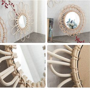 <b>Round</b> Woven Rattan <b>Wall</b> <b>Mirror</b> With Silver Lens For Bedroom Decorative Use - Product Image 4