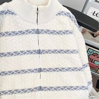 Herbst/Winter Kontrastfarbener Gestreifter Stehkragen-Seiden-Cardigan, Koreanischer Stil Lässiger Streetwear-Pullover für Herren, Locker Geschnitten im Old Money Look