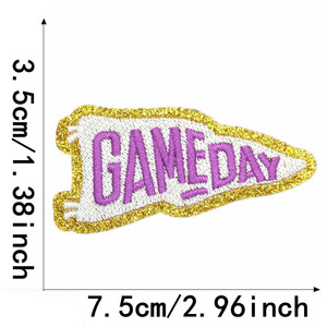 Nuevo tema deportivo colorido hierro en brillo bordado Rugby fútbol juego día banderín parches para Abrigo con capucha - Product Image 6