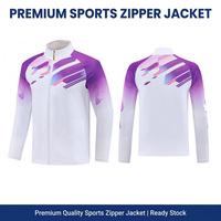 Veste de survêtement personnalisée pour homme, entièrement zippée, col montant, sublimée, séchage rapide, coupe-vent, pour l'échauffement sportif, avec broderie de logo OEM et impression DTG