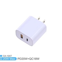 Cargador Rápido Dual Port Macaron PD20W QC, Adaptador de Pared con Carga Rápida USB A Tipo C, Enchufe estadounidense y europeo, Cargador de Teléfono Portátil para Teléfonos Inteligentes