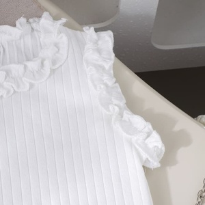 ชุดเสื้อผ้าเด็กทารกฤดูร้อนผ้าฝ้ายเรียบแบบไม่มีแบรนด์ 1 ชิ้น เสื้อแขนกุดคอกลม กระโปรงระบาย ชุดเสื้อผ้าเด็กผู้หญิงวัยเตาะแตะ - Product Image 4