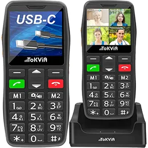 Oem Senior Telefoon Tokvia T102 Mobiele Telefoon Voor Ouderen, Snelkiezen, Grote Knop Ontgrendeld Senior Mobiele Telefoon Luid Volume USB-C