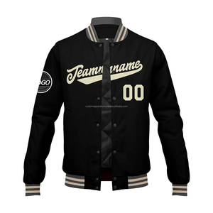 Veste d'université réversible en laine brodée haut court Style formel col montant bouton fermeture éclair XS étanche hiver - Product Image 6