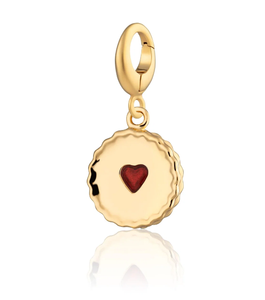 Breloque <span class=keywords><strong>Jammie</strong></span> Dodger en argent S925 plaqué or, émail rouge, pendentif biscuit, style vintage, pour l'heure du thé, à clipser, pour bracelets de bijoux pour enfants - Product Image 1
