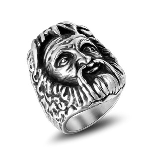 European American Gothic Punk Face <b>Ring</b> <b>Titanium</b> Steel Men's Jewelry SA459 - Product Image 1