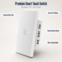 Interrupteur intelligent Barep, interrupteur tactile WiFi 1 voie avec contrôle via l'application Smart Life, interrupteur unipolaire blanc