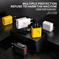 Cargador de Pared de Carga Rápida de 120W al por Mayor con 4 Puertos y Cable 4 en 1, Enchufe EU US UK, Carga Súper Rápida para Celulares USB con Set