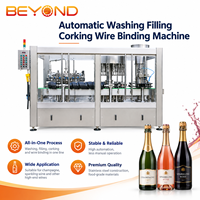 Machine monobloc automatique 4-en-1 2000BPH pour le lavage, le remplissage, le bouchonnage et le ligaturage de bouteilles en verre de 750 ml pour champagne et vin mousseux