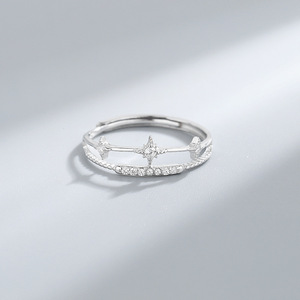 OEM Anillos Plata De Ley 925 oro <span class=keywords><strong>argento</strong></span> Sterling <span class=keywords><strong>2</strong></span> strati anelli a forma di stelle di diamanti per ragazze - Product Image 6