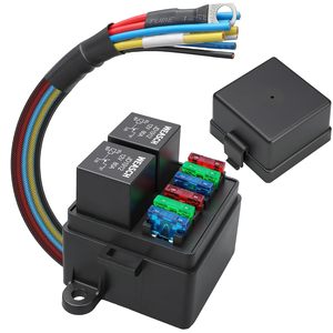 Boîtier de fusibles et de relais, boîtier de relais automobile, 12V pré-câblé, étanche, avec 2 relais 40A et porte-fusibles 6 voies pour voiture, camion, bateau - Product Image 1