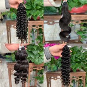 Extensiones de Cabello Humano Rizado con Crochet, Trenzas Sin Nudos, Paquetes de Cabello Humano con Crochet, Cabello Humano Rizado Birmano - Product Image 3