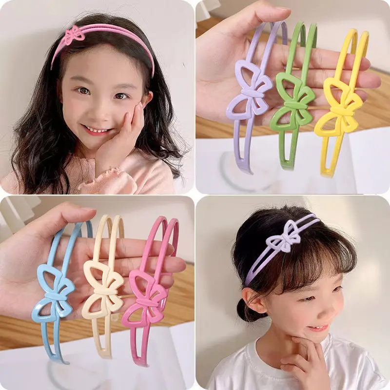 Bando rambut kupu-kupu warna-warni 3cm untuk anak-anak ikat rambut plastik indah hoop rambut hewan untuk bayi perempuan aksesoris rambut